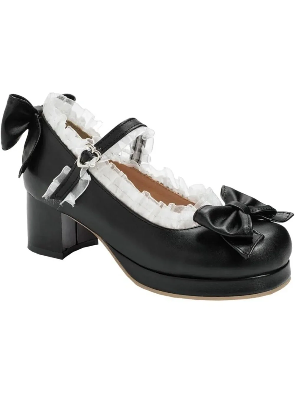Kawaii Mid Block Heel Mary Jane Pumps with Bow | Rockabilly Style Shoes for